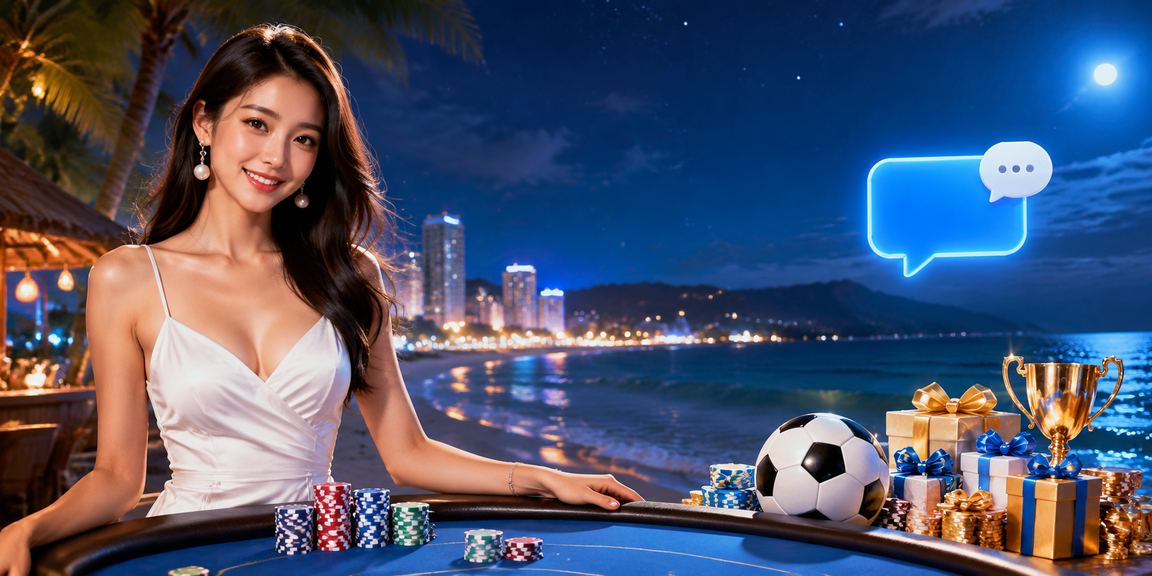 Cảnh bãi biển Vũng Tàu với ánh đèn neon Jackpot